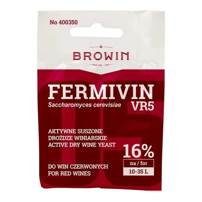 Fermentācijas piedeva, uztura vīna raugs Biowin DRVR5-400350, sarkana krās.