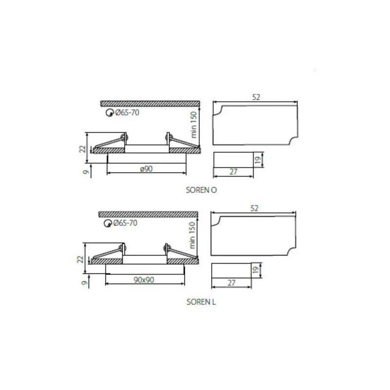 Iebūvēta lampa Kanlux Soren. 3.6W. GU10. caurspīdīga