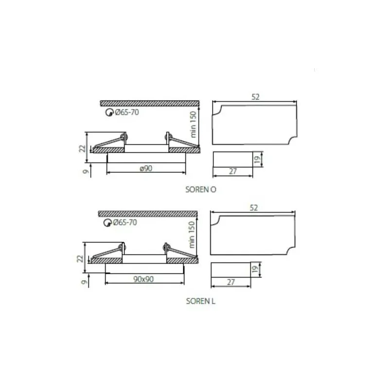 Lampa padziļinājums Kanlux Soren, GU10, caurspīdīga krās.