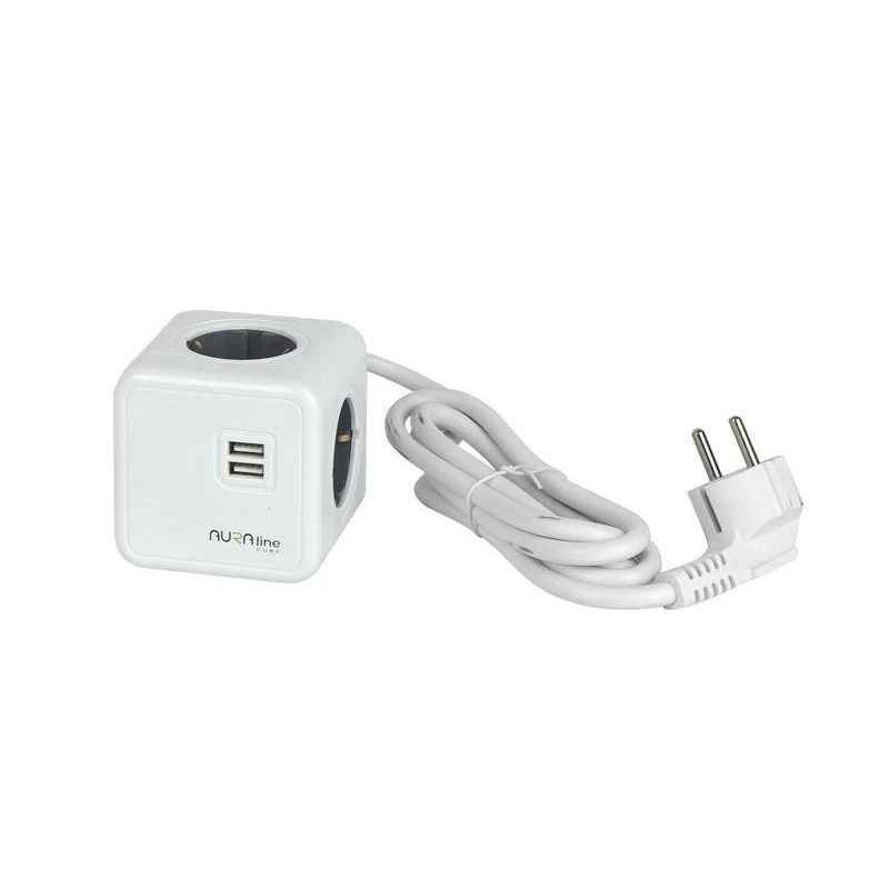 Pagarinātājs 4 roz.+2 usb 1.5m aura line