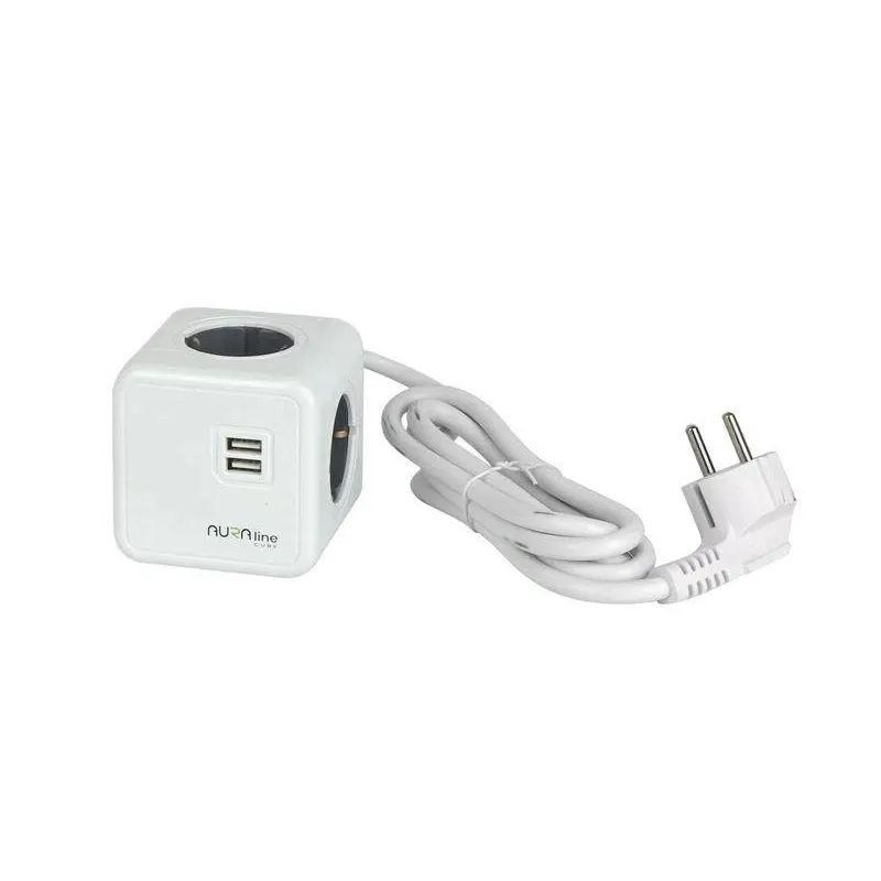 Buitinis ilgintuvas, 3 x 1,5 mm², 1.5 m, 4 lizdų, 2USB