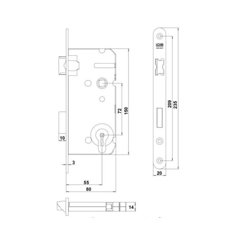 Slēdzene iebūvējama 27abl k 72-55 zn