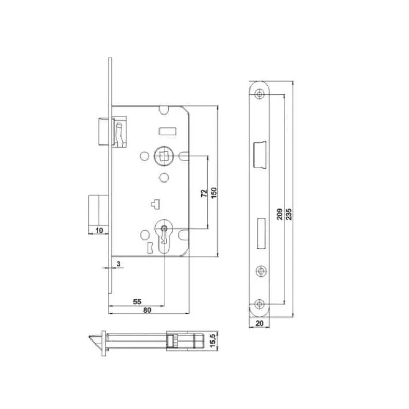 Iemontējamā slēdzene Lob Z7ACP 72-55, cinkots