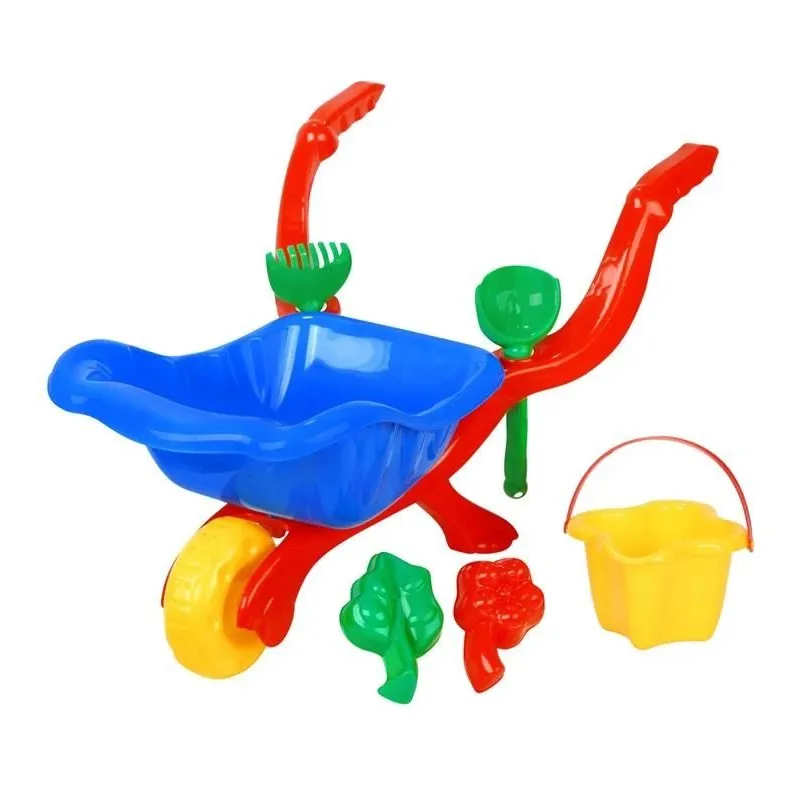 Smilšu kastes rotaļlietu komplekts Wheelbarrow, daudzkrāsaina, 6 gab.
