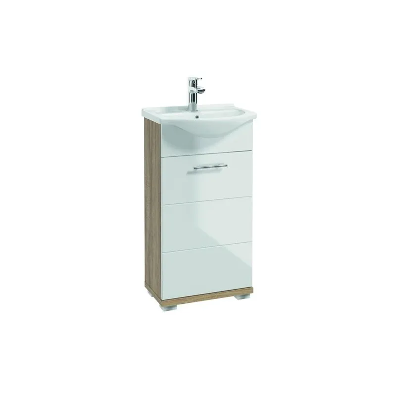 Vannas istabas skapis zem izlietnes Deftrans Bari, balta krās.-koka krās., 25 cm x 43.4 cm x 75 cm