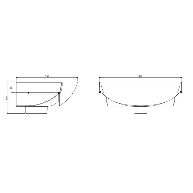 Vannas istabas izlietne Deftrans, 47 cm x 35 cm x 17 cm, balta krās.