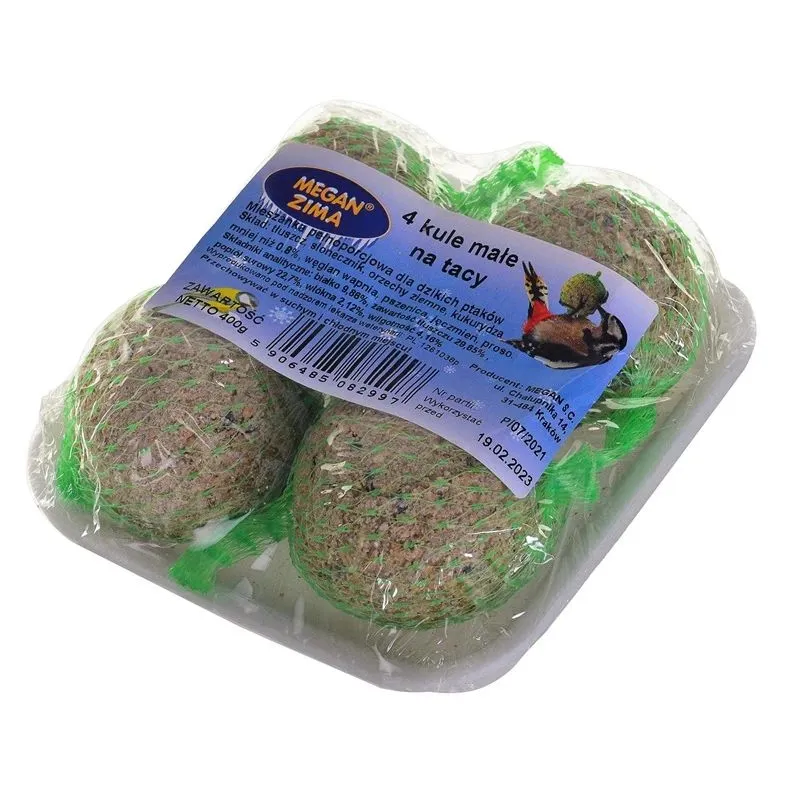 MEGAN maisto rinkinys paukščiams – 4 mažos riebalų kamuoliukai, 400 g