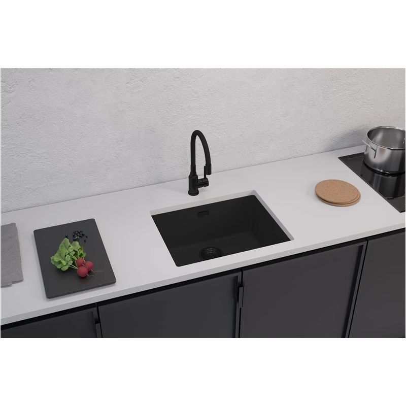 Izlietne omni 30 g90 ar sifonu melna