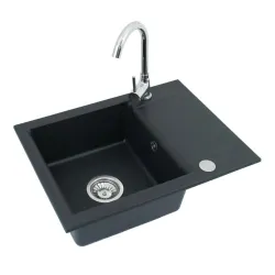 Köögivalamu koos kraaniga Alveus, messing-roostevaba teras-graniit, 59 cm x 44 cm x 16 cm, must v.