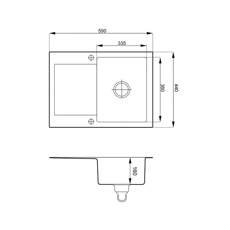 Izlietne ar jauciļvārstu alveus nell melna + hroms