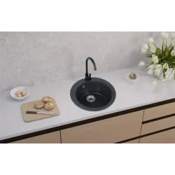 Köögivalamu koos kraaniga Alveus Victoria, 50.5 cm x 50.5 cm x 20.6 cm, must