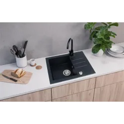 Кухонный умывальник с кухонным смесителем Alveus, 59.5 см x 47.5 см x 16 см, черный