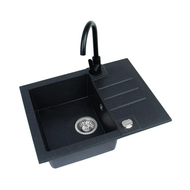 Virtuves izlietne ar virtuves maisītāju Alveus, 59.5 cm x 47.5 cm x 16 cm, melna