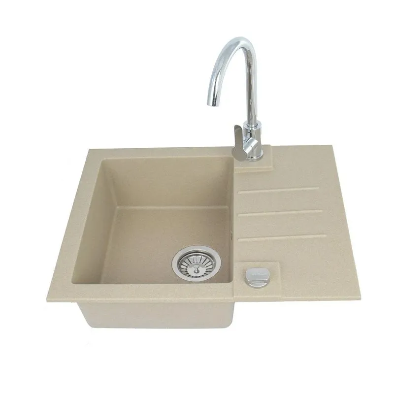 Virtuves izlietne ar virtuves maisītāju Alveus Rock 1213055SEN, granīts, 59.5 cm x 47.5 cm x 16 cm, bēša