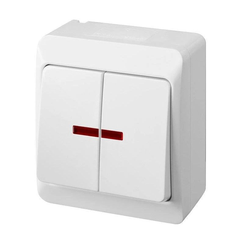 Slēdzis ELEKTRO-PLAST HERMES. 2 taustiņi. IP44