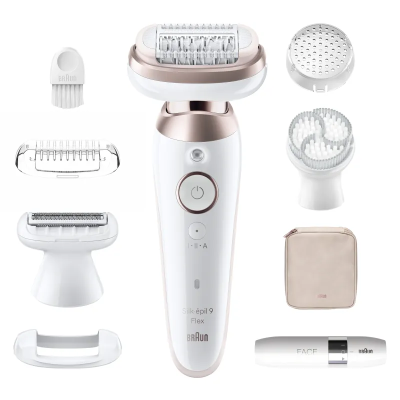 SES9-360 3D Braun Silképil 9 Flex Epiliatorius + FS1000 Mini Skustuvas FACE