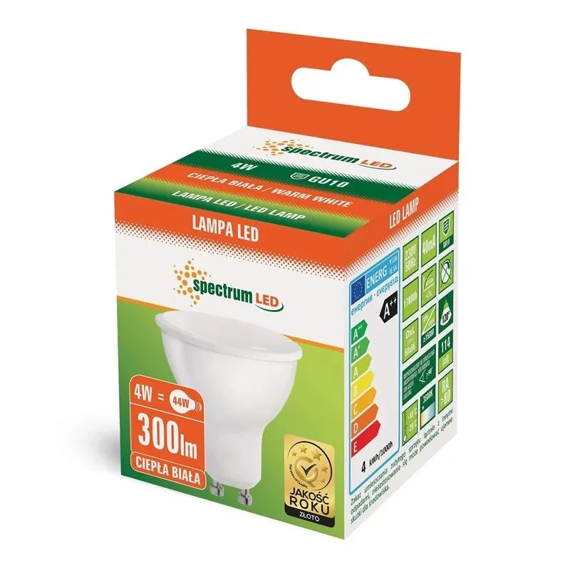 Spuldze Spectrum LED, MR16, 3000 °K, GU10, 4 W, 300 lm