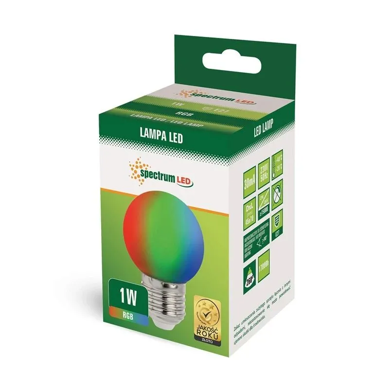 Spuldze Spectrum LED. P45. rgb. E27. 1 W. 10 lm