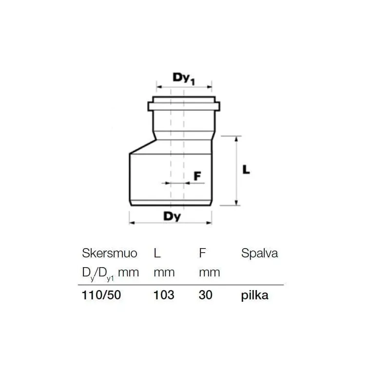 Pāreja iekštelpu kanalizācijai Wavin Optima, 50 mm x 110 mm