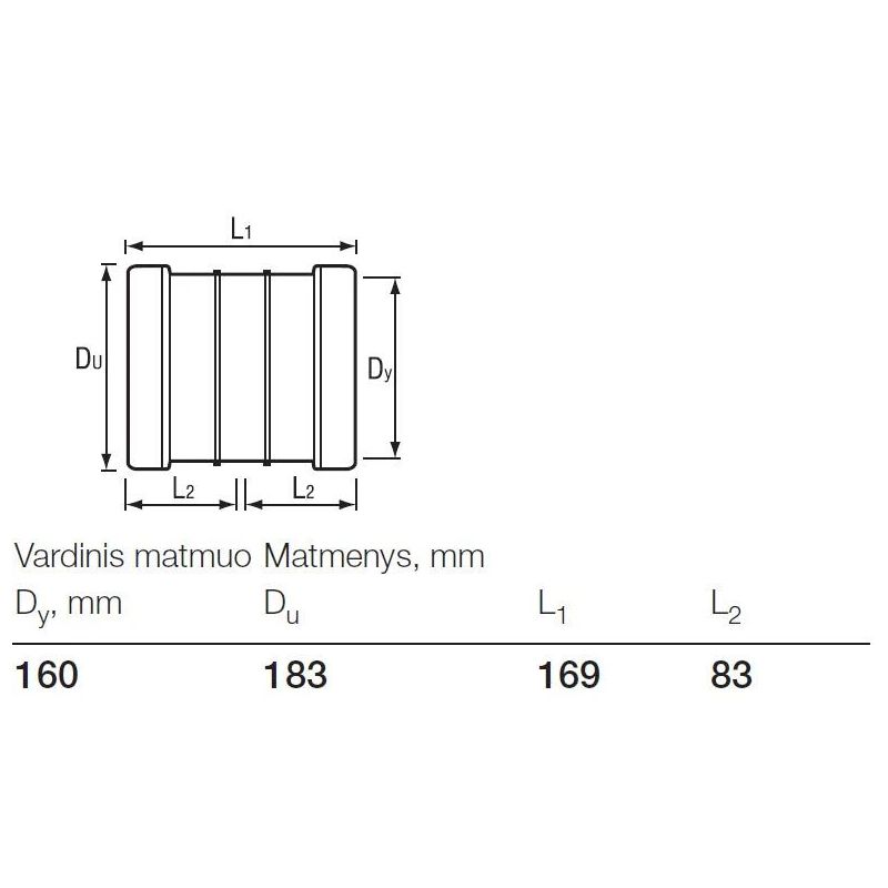 Āra kanalizācijas cauruļu dubutuzmava Wavin D160mm. PVC