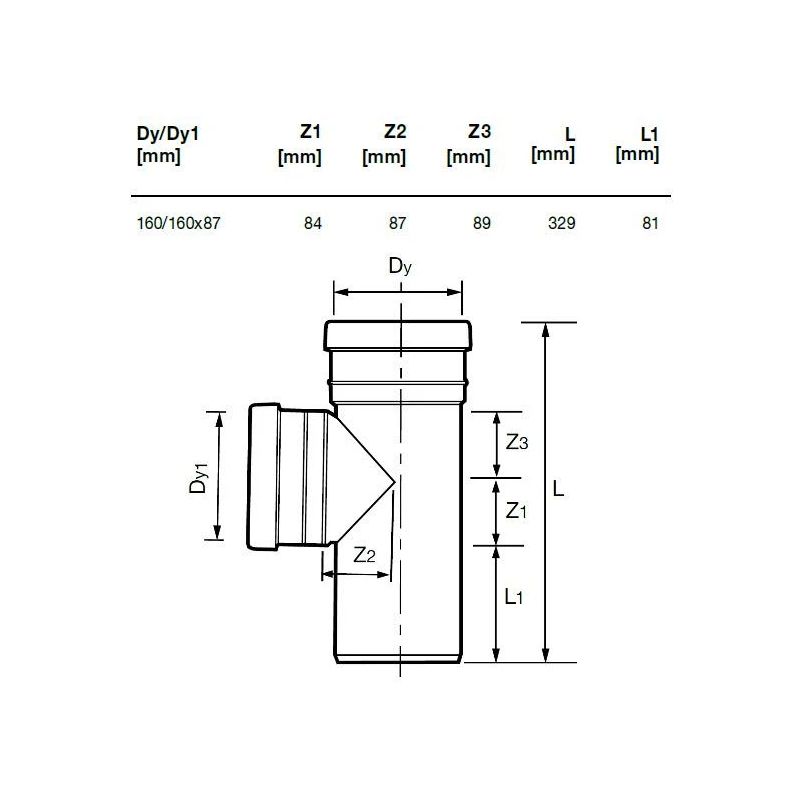 Trejgabals diametrs 160-160 mm 87° ,Wavin,