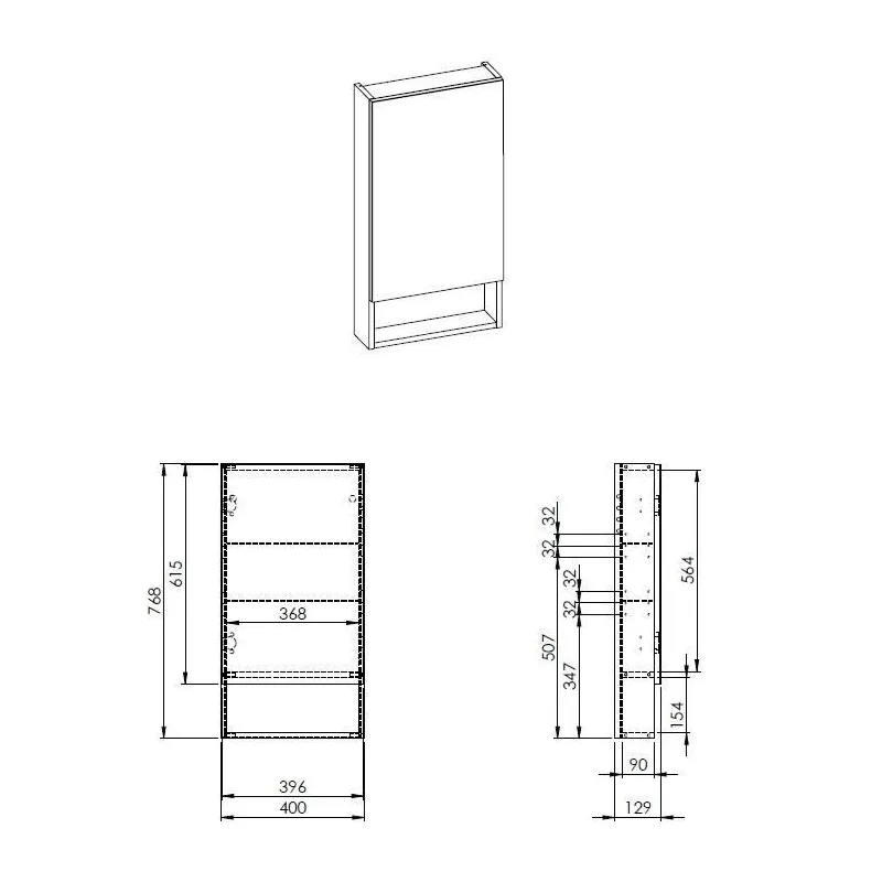 Piekarināms vannas istabas skapis ar spoguli Elita, balta krās., 12.9 cm x 40 cm x 76.8 cm