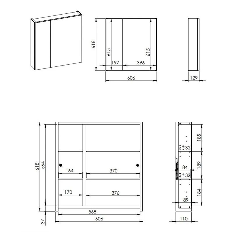 Vannas istabas piekaramais spoguļskapītis BASIC, 60 cm