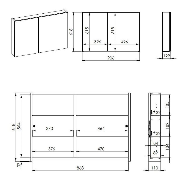 Skapis ar spoguli basic 90 cm