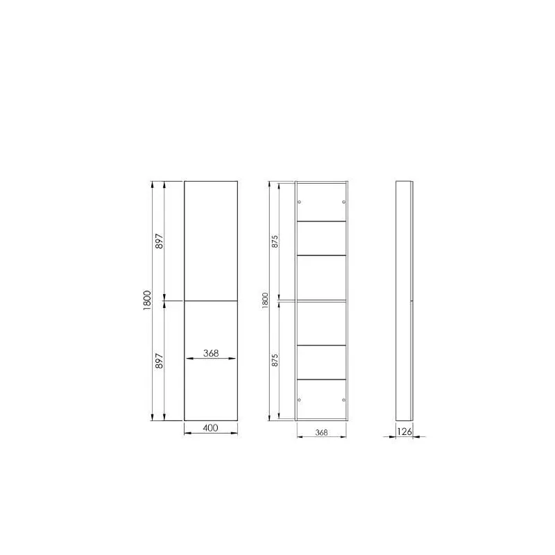 Piekarināms vannas istabas skapis Elita, melna, 12.6 cm x 40 cm x 180 cm