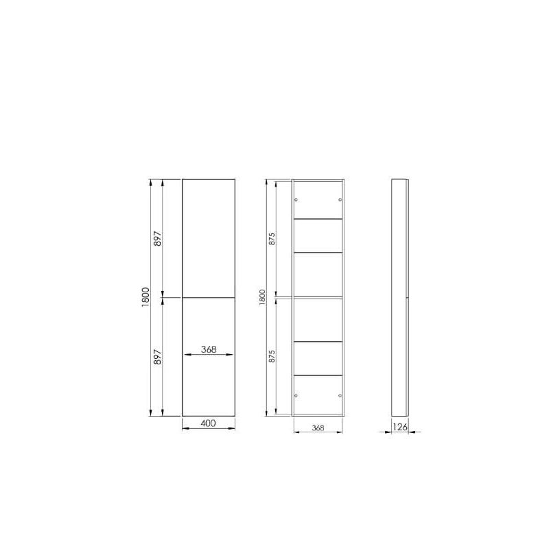 Piekarināms vannas istabas skapis Elita. melna. 12.6x40x180