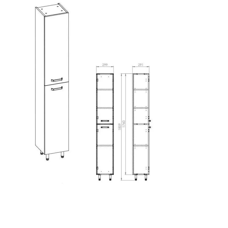 Brīvi stāvošs vannas istabas skapis Elita Nika 168723, balta krās., 29.1 cm x 29.9 cm x 181.9 cm