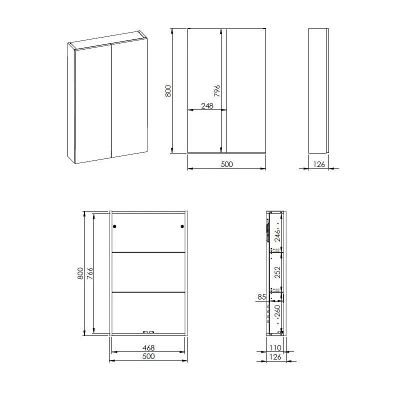 Piekarināms vannas istabas skapis Elita, brūngans, 12.6 cm x 50 cm x 80 cm