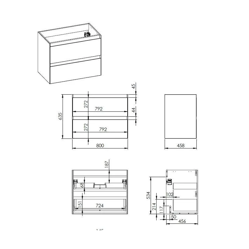 Vannas istabas skapis Elita, brūngans, 45.8 cm x 80 cm x 63.5 cm