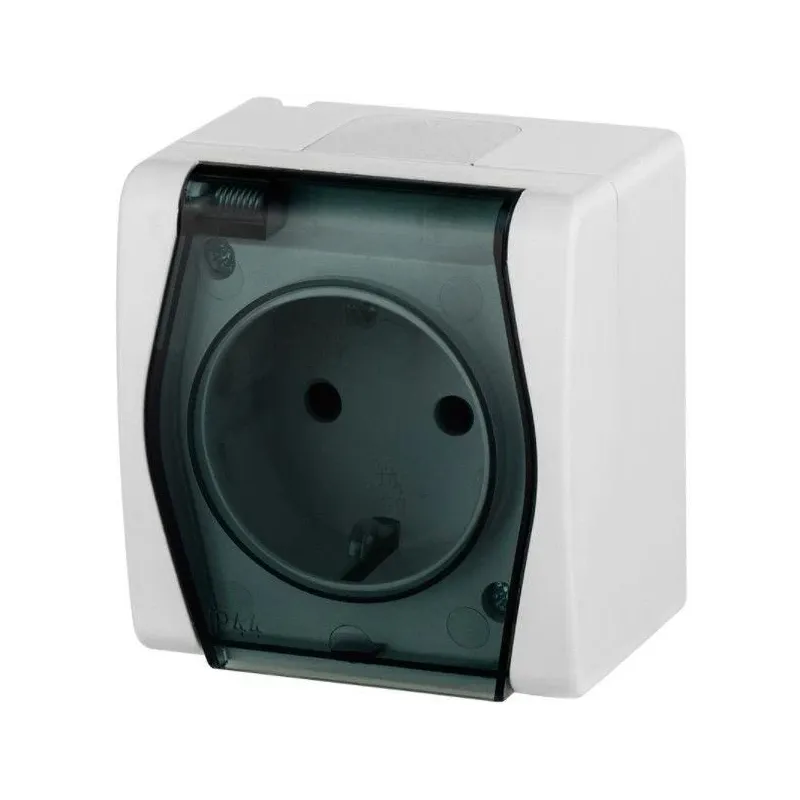 Kontaktligzda Elektro-Plast Hermes 2 1024-01, Iezemēta rozete, IP44, antracīta balts