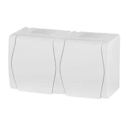 Dvivietis kištukinis lizdas Elektro-Plast Hermes 2 1025-00, su įžeminimu, IP44, balta sp.