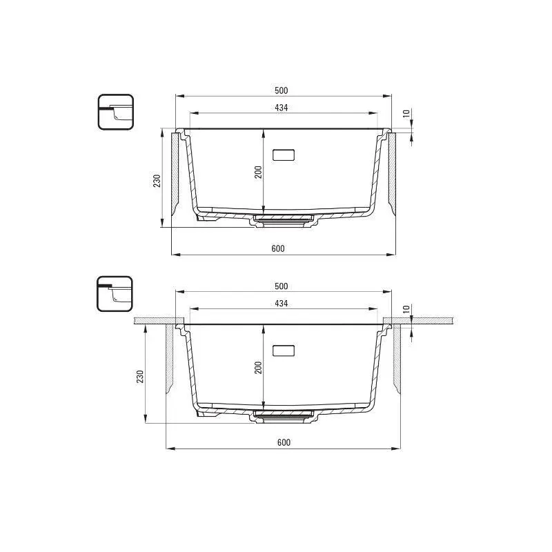 Virtuves izlietne Deante ZKM_N10A, 50 cm x 45 cm x 23 cm, melna