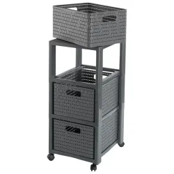 Lietu kaste ar atvilktnēm ROTHO, pelēka, 37.5×32.5×71.2 cm