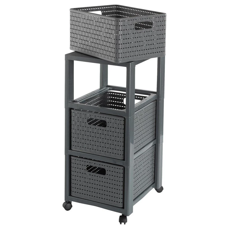 Lietu kaste ar atvilktnēm ROTHO, pelēka, 37.5×32.5×71.2 cm