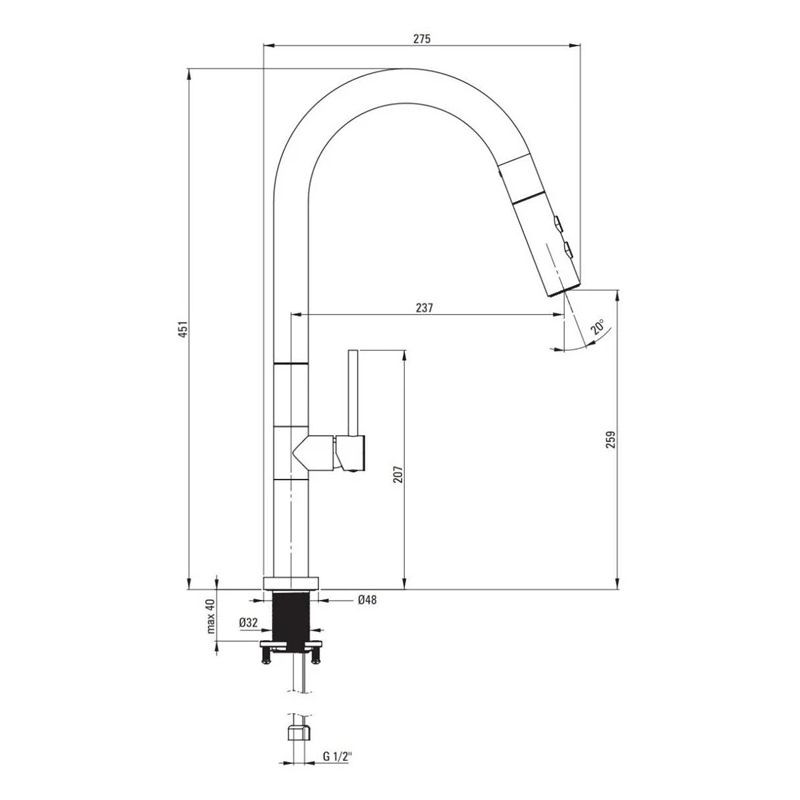 Virtuves jaucējkrāns Deante BQO_D72M. titāna