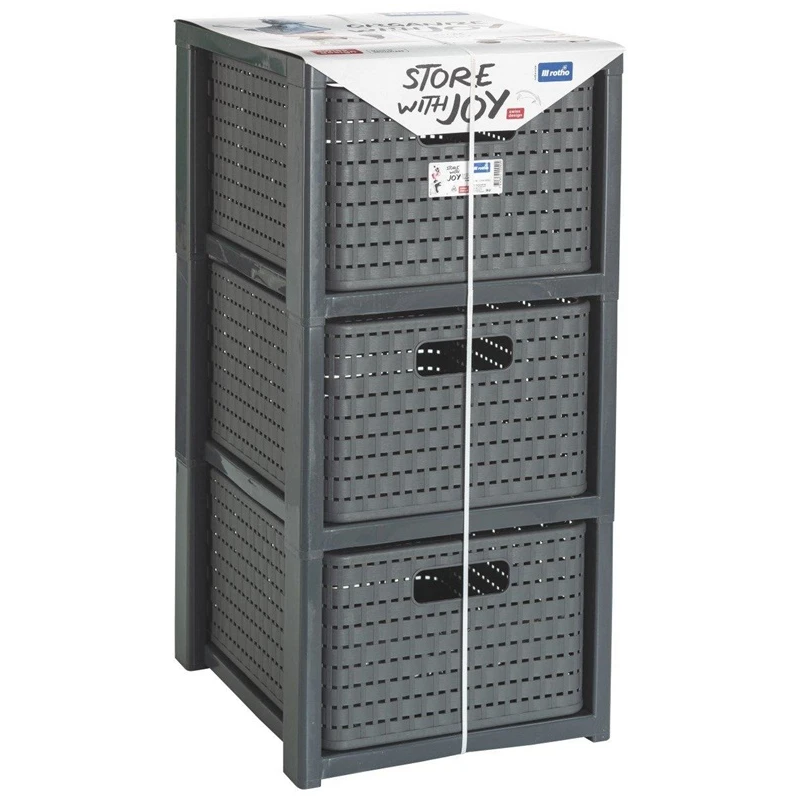 Lietu kaste ar atvilktnēm ROTHO, pelēka, 37.5×32.5×71.2 cm