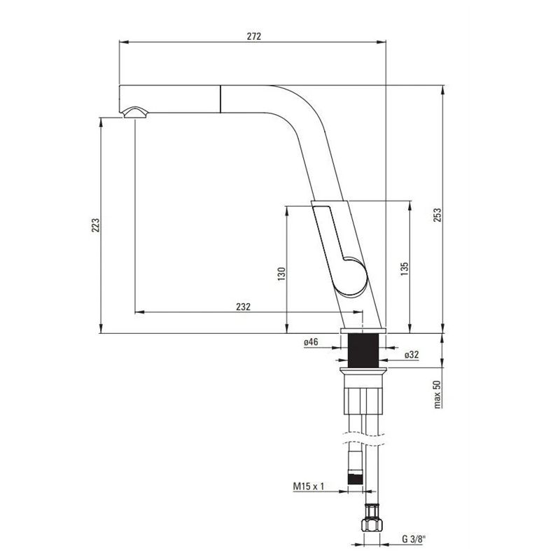 Virtuves jaucējkrāns Deante Silia BQS_N73M. melna