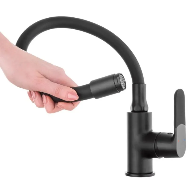 Virtuves jaucējkrāns Invena Joga Plus BZ-32-P04-C, melna krās.