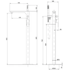 Grindinis vonios maišytuvas Invena Glamour BW-02-W04-V, juoda sp.