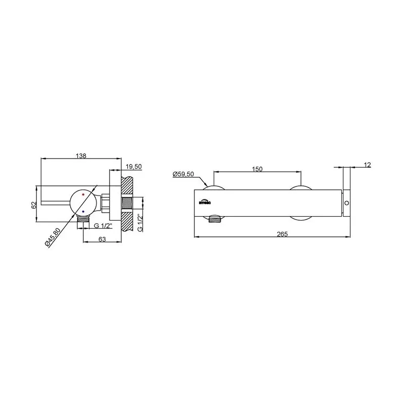 Dušo maišytuvas Invena Kawala BN-75-004-V, juoda sp.