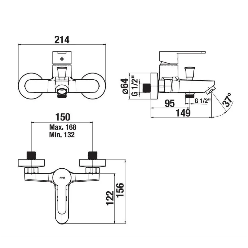 Vannas jaucējkrāns Jika Lyra Smart H3211Z70044001, hroma krās.