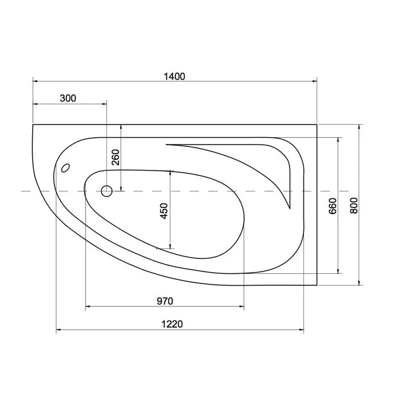 Vanna, stūra Besco Piramida Cornea, 140 cm x 80 cm x 55 cm, stūra, balta krās.