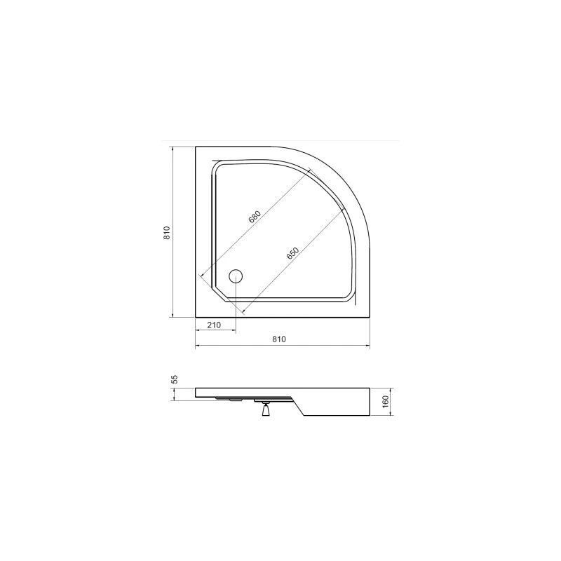 Paliktnis dušas alex akril 80x80x16 r550