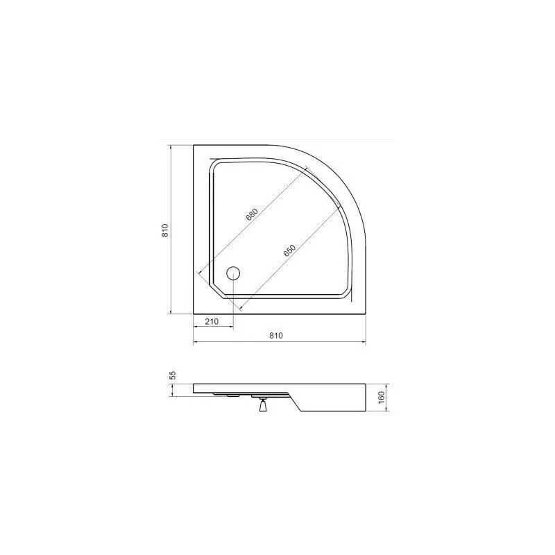 Paliktnis dušas alex akril 80x80x16 r550