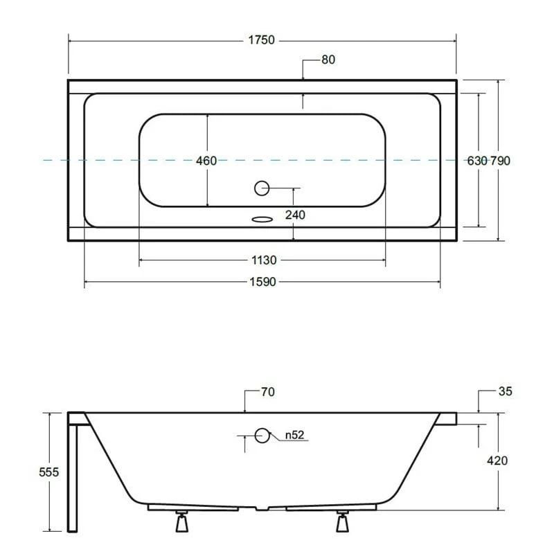 Vannas panelis priekšējais quadro175 ,besco,