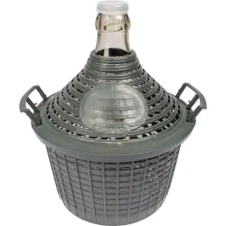 Demijohn for wine in plastic basket 5 l